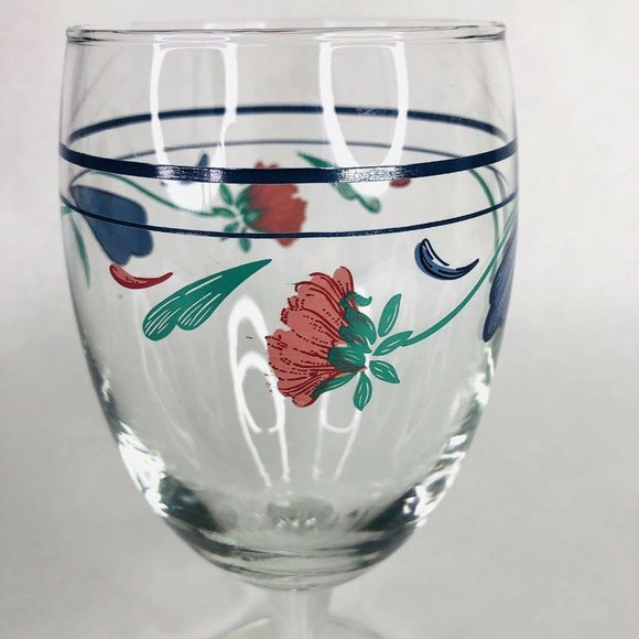 Lenox Poppies On Blue Iced Tea Glass Stemware 7" Hand Painted Beverage Drinkware - Picture 5 of 10